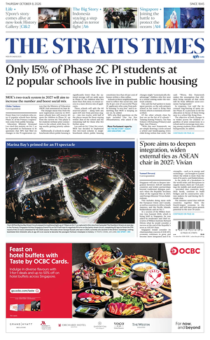 Prima pagina The Straits Times di oggi - Quotidiano estero