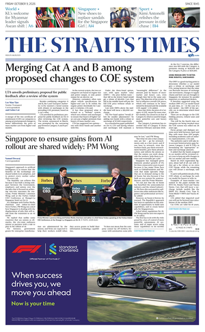 Prima pagina The Straits Times di oggi - Quotidiano estero