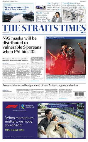 Prima pagina The Straits Times di oggi - Quotidiano estero