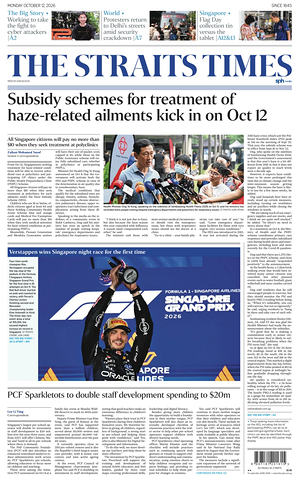 Prima pagina The Straits Times di oggi - Quotidiano estero