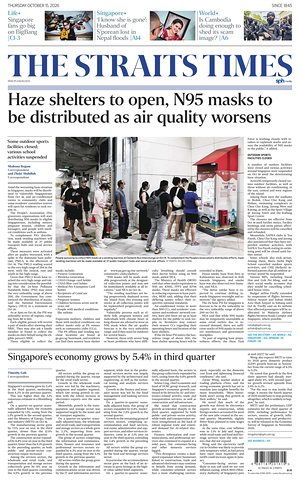 Prima pagina The Straits Times di oggi - Quotidiano estero