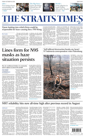 Prima pagina The Straits Times di oggi - Quotidiano estero