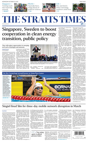 Prima pagina The Straits Times di oggi - Quotidiano estero