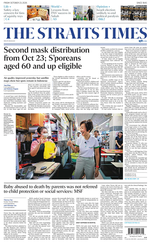 Prima pagina The Straits Times di oggi - Quotidiano estero