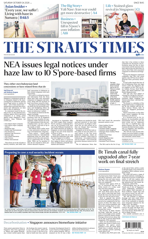 Prima pagina The Straits Times di oggi - Quotidiano estero