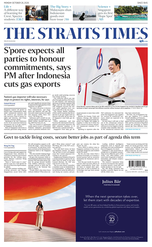 Prima pagina The Straits Times di oggi - Quotidiano estero