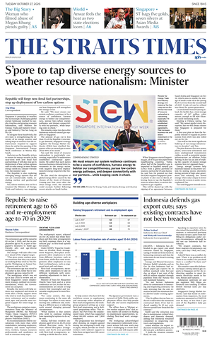 Prima pagina The Straits Times di oggi - Quotidiano estero