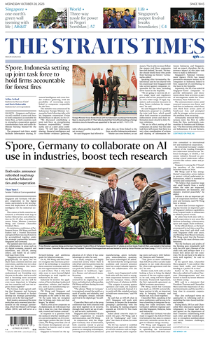 Prima pagina The Straits Times di oggi - Quotidiano estero