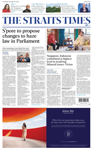 Prima pagina The Straits Times di oggi - Quotidiano estero