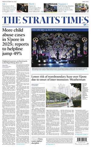 Prima pagina The Straits Times di oggi - Quotidiano estero