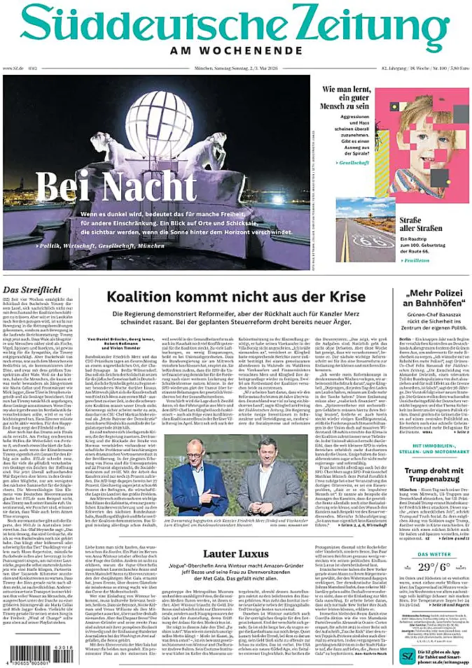 Titelseite von Süddeutsche Zeitung heute - Presse 2 Mai 2026