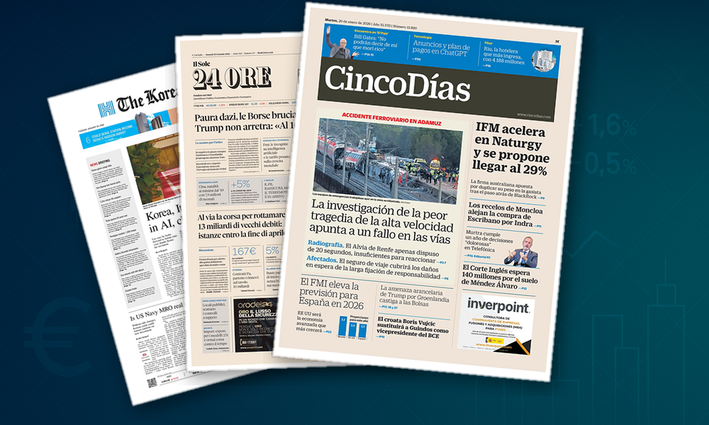 Collage delle prime pagine analizzate: Dazi, fisco e industria in primo piano