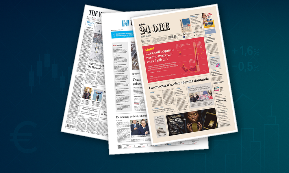 Collage delle prime pagine analizzate: Mutui, lavoro e incentivi al centro