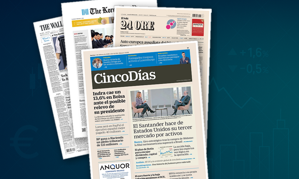 Collage delle prime pagine analizzate: Auto, Borsa e Banche in primo piano