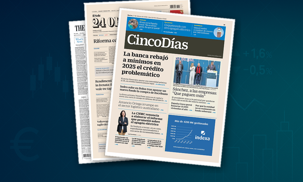 Collage delle prime pagine analizzate: Tassi giù, banche sotto esame, industria prudente