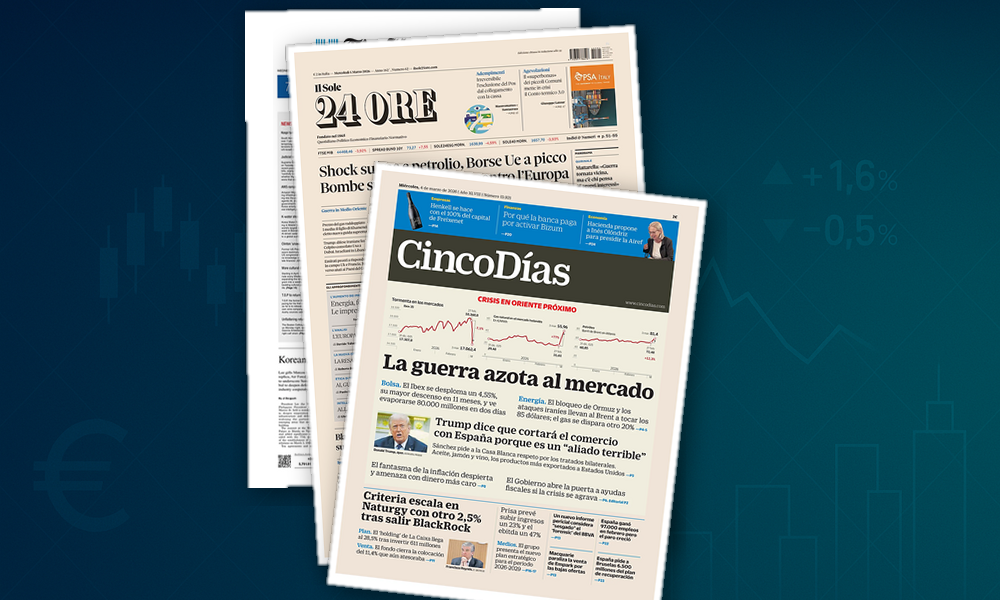 Collage delle prime pagine analizzate: Sintesi economica del giorno