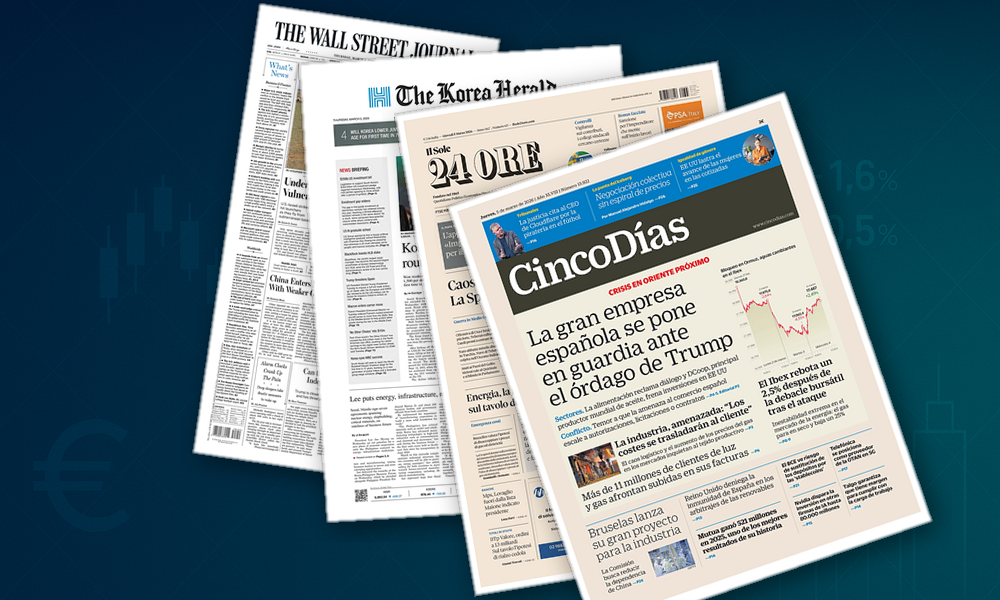 Collage delle prime pagine analizzate: Energia, mercati e governance in prima pagina