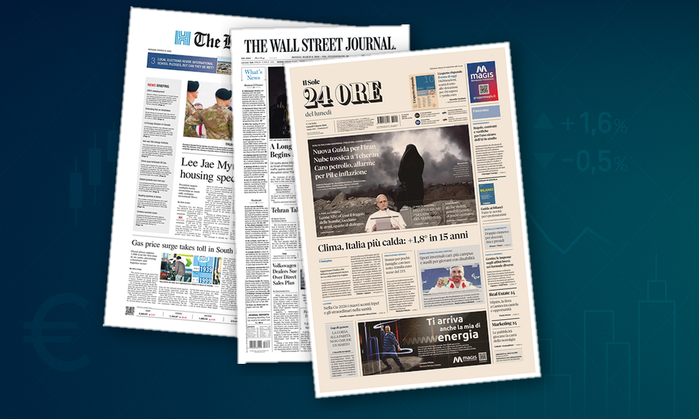 Collage delle prime pagine analizzate: Copertina economica scarna oggi