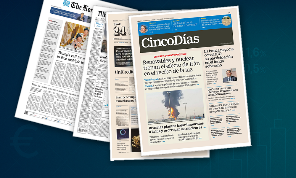 Collage delle prime pagine analizzate: Banche, energia e Pnrr