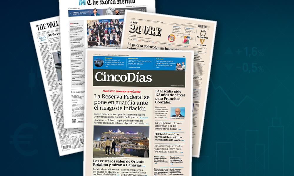 Collage delle prime pagine analizzate: Energia, tassi e governance sotto stress