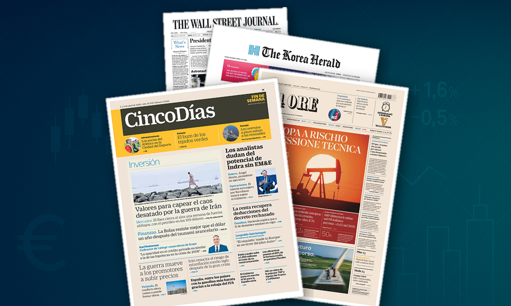 Collage delle prime pagine analizzate: Shock energetico, mercati in altalena, rischio recessione