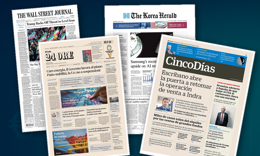 Collage delle prime pagine analizzate: Energia, PNRR e M&A dominano le prime pagine