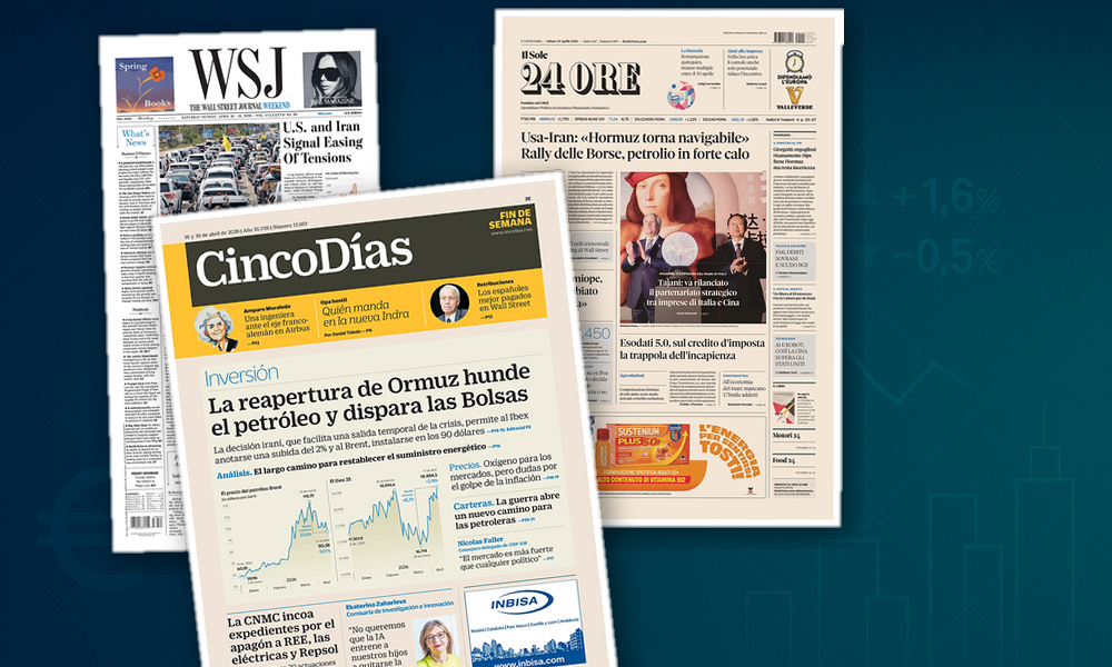 Collage delle prime pagine analizzate: Mercati in Rally, Governance Sotto Esame