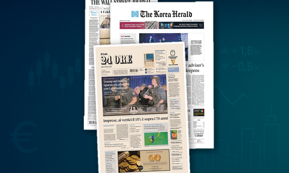 Collage delle prime pagine analizzate: Governance, fisco e costi energetici