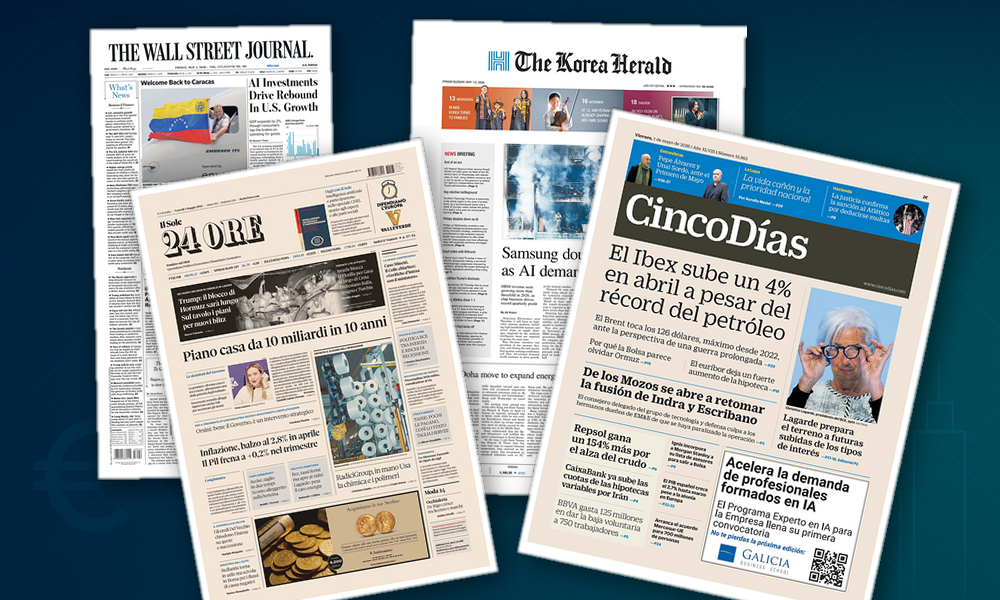 Collage delle prime pagine analizzate: Inflazione, casa e industria al centro