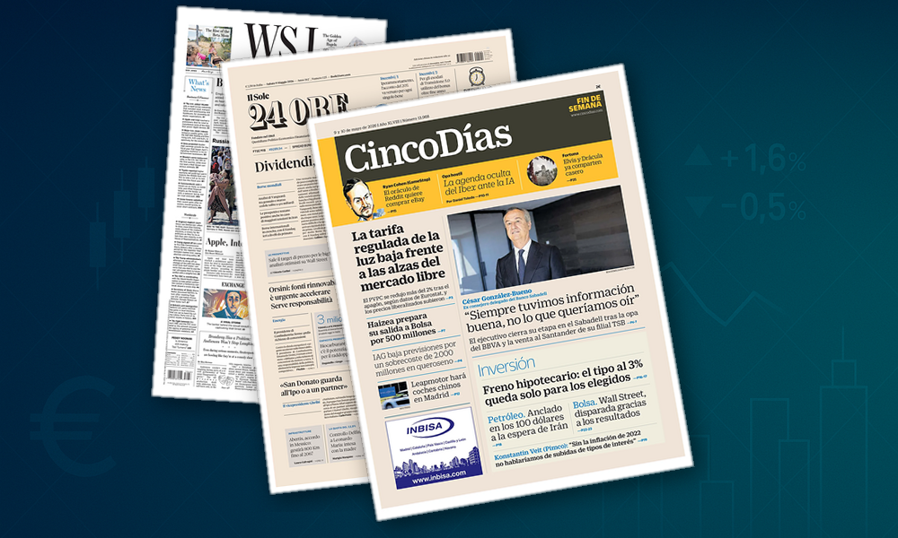 Collage delle prime pagine analizzate: Profitti record, energia e mercati in rialzo