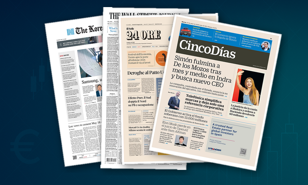 Collage delle prime pagine analizzate: Regole, mercati e lavoro: il filo economico