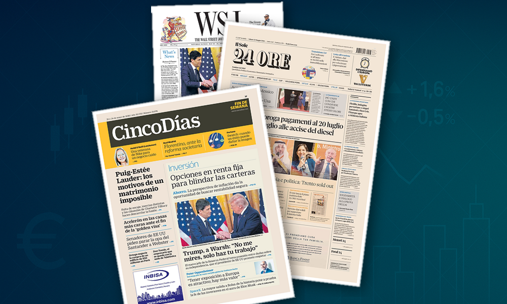 Collage delle prime pagine analizzate: Fisco, mercati e M&A al centro