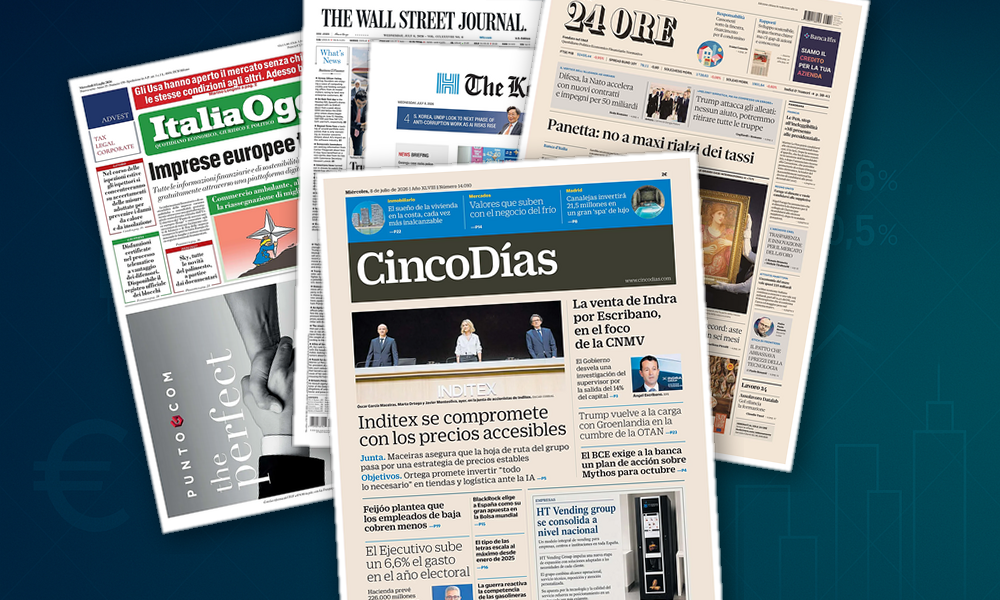 Collage delle prime pagine analizzate: Tassi, casa e trasparenza dominano le prime pagine