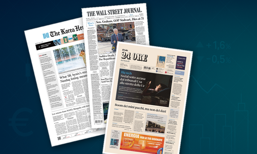 Collage delle prime pagine analizzate: Contenuti economici limitati oggi