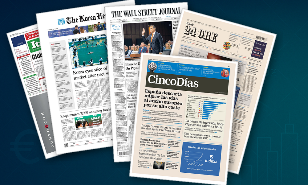 Collage delle prime pagine analizzate: Capitali, banche e data center