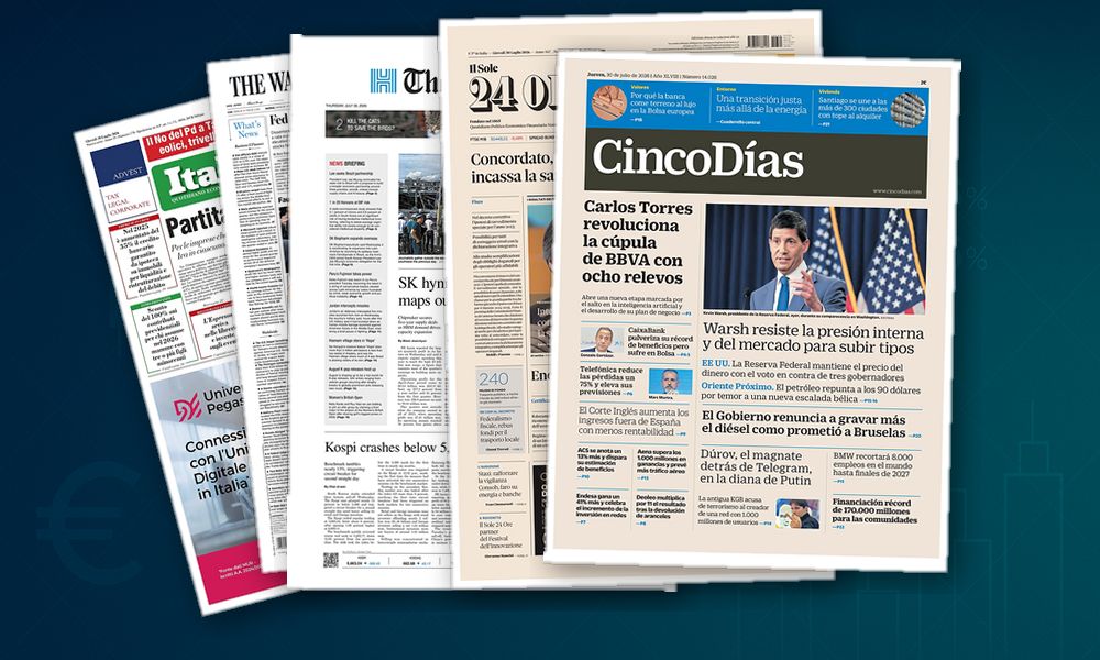 Collage delle prime pagine analizzate: Tassi, utili e shock energetico