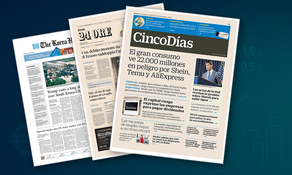 Collage delle prime pagine analizzate: Debito USA, risiko bancario e incentivi