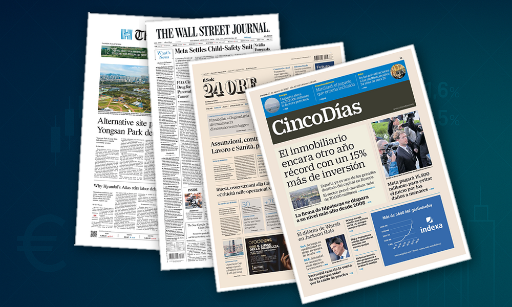 Collage delle prime pagine analizzate: Manovra, banche e immobiliare in primo piano