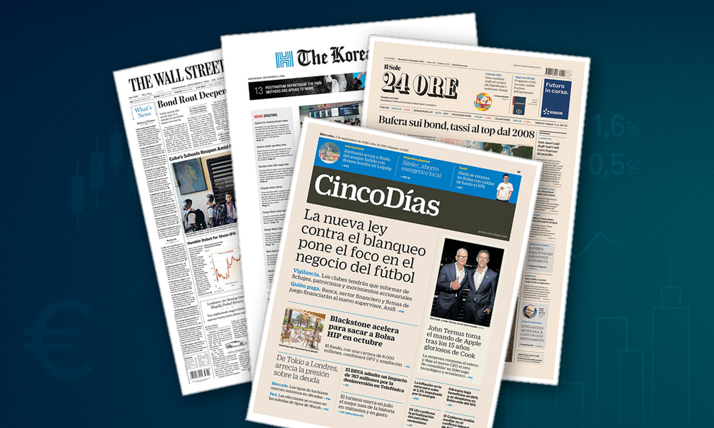 Collage delle prime pagine analizzate: Bond in tempesta e inflazione di ritorno