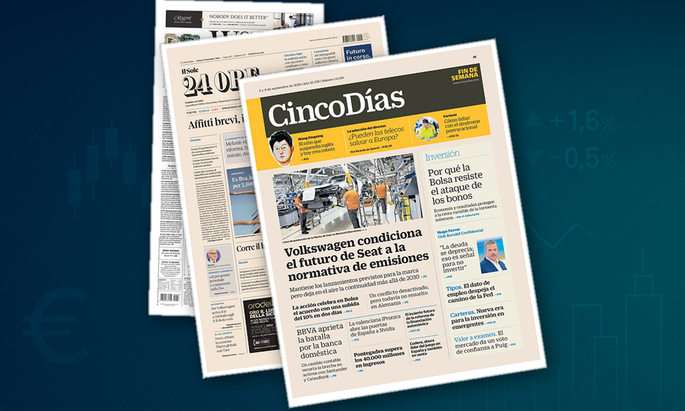 Collage delle prime pagine analizzate: Lavoro USA, caro‑diesel e rischio industriale