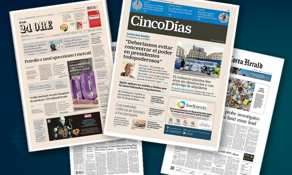 Collage delle prime pagine analizzate: Petrolio, tassi e bonus edilizi