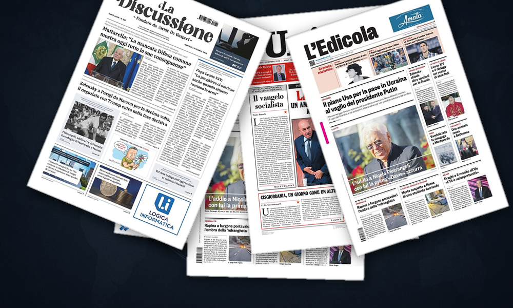 Collage delle prime pagine analizzate: Nato, Ucraina e l’Europa alla prova