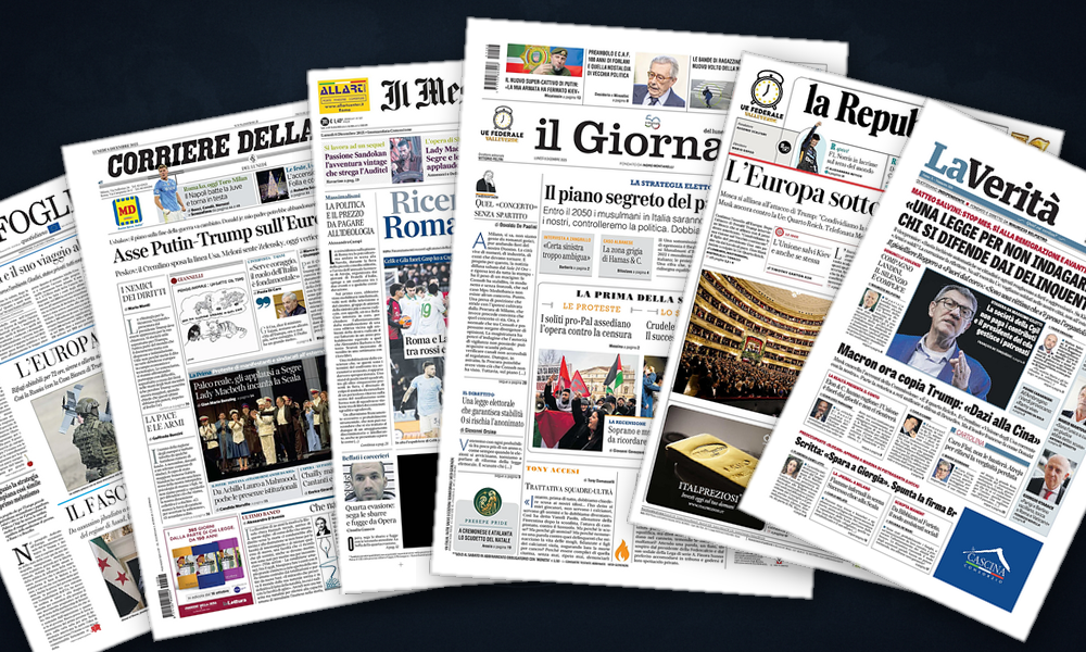 Collage delle prime pagine analizzate: Europa sotto assedio, Kiev in bilico