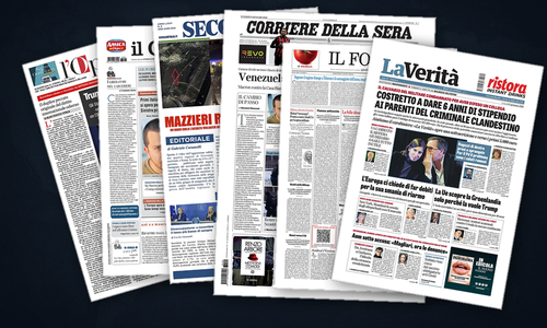 Thumbnail per Venezuela, America e Iran dominano le prime pagine