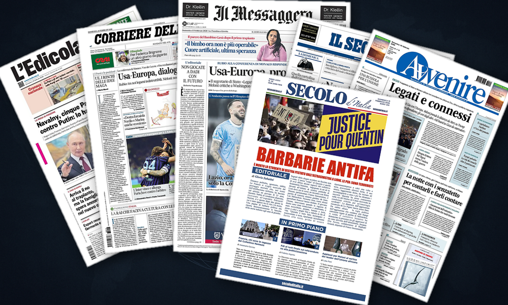 Collage delle prime pagine analizzate: Atlantico in bilico, Europa in cerca di sé