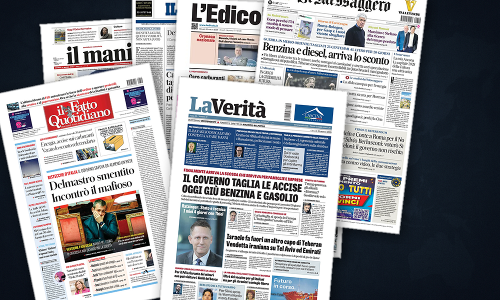 Collage delle prime pagine analizzate: Guerra dell’energia e fratture europee