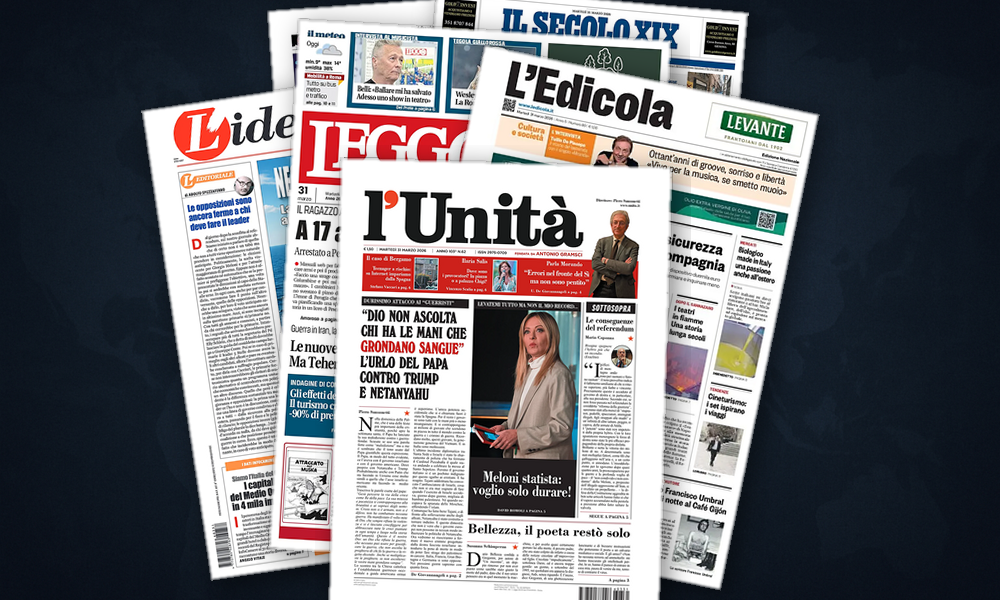 Collage delle prime pagine analizzate: Iran, Gerusalemme ed energia dominano le prime pagine