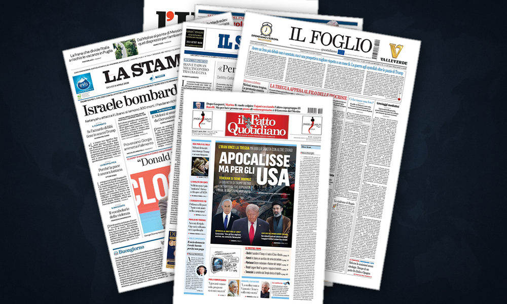 Collage delle prime pagine analizzate: Tregua fragile, Libano in fiamme