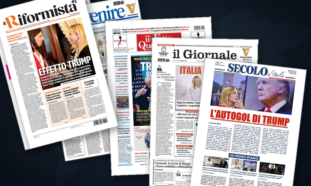 Collage delle prime pagine analizzate: Trump, Israele e Hormuz ridisegnano le priorità