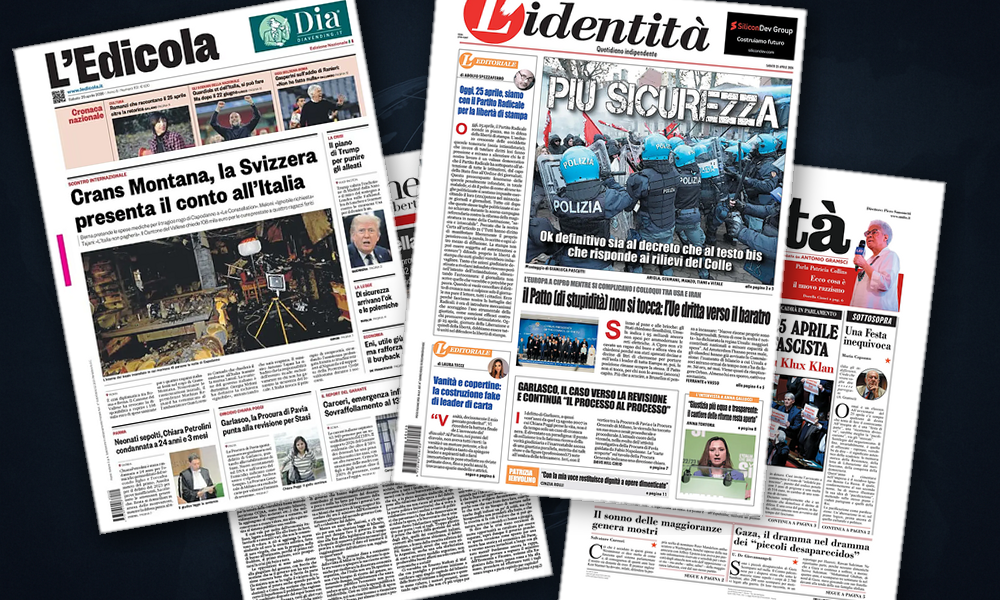 Collage delle prime pagine analizzate: Europa divisa, Islamabad riapre e la Nato trema